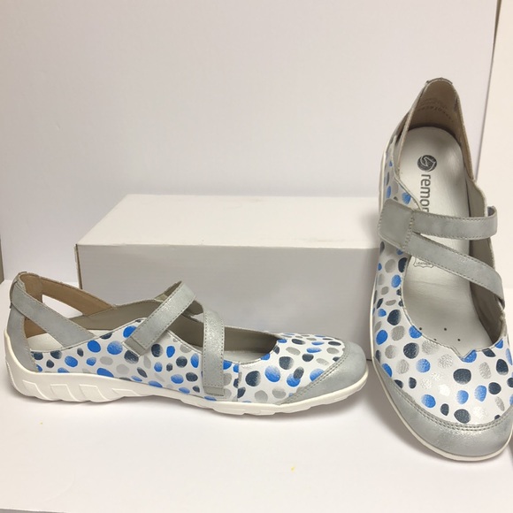 Remonte White Pokadot Leather Mary Janes Sz 41 - Picture 3 of 8